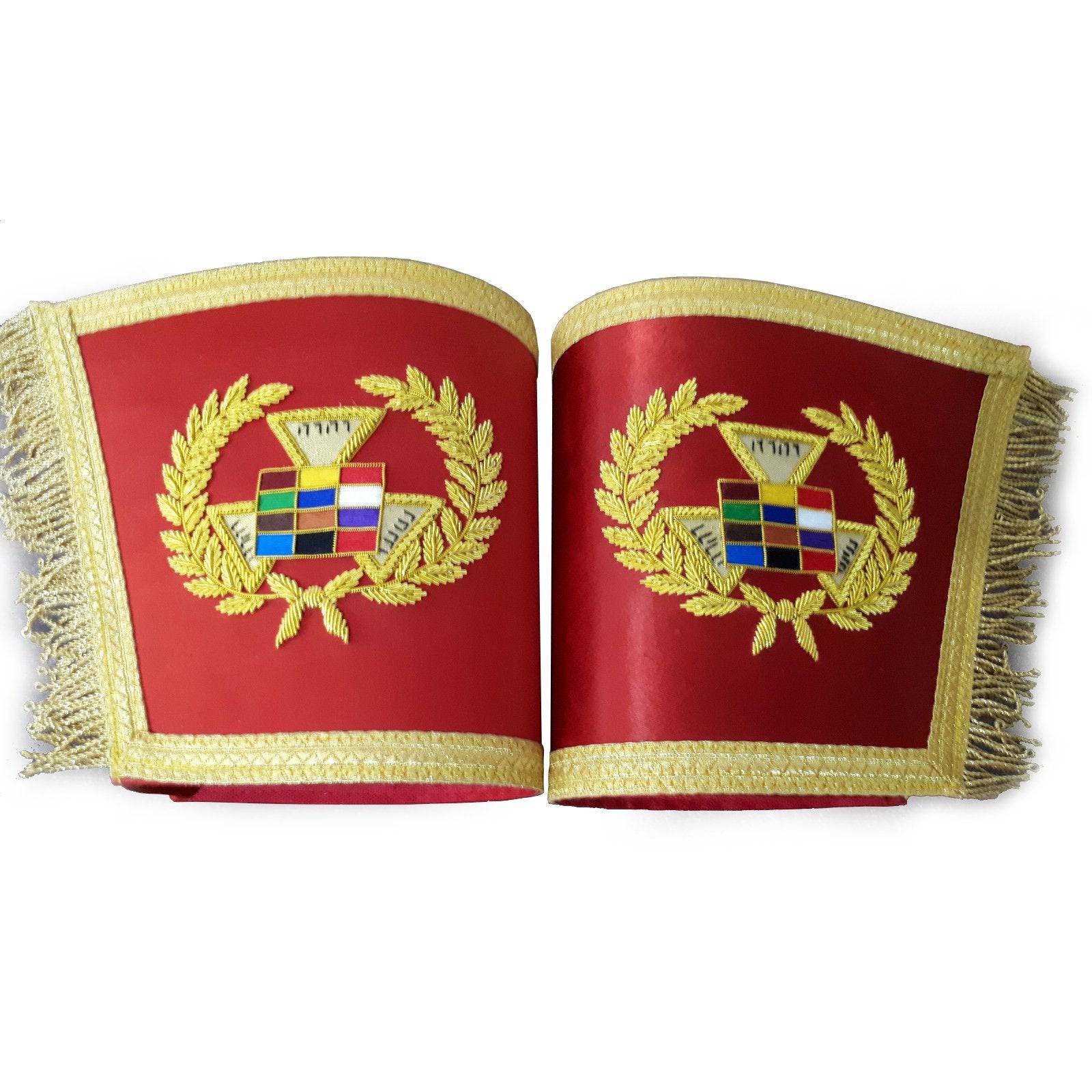 Past High Priest Royal Arch Chapter Cuff - Red Royal Arch Hand Bullion Embroidery