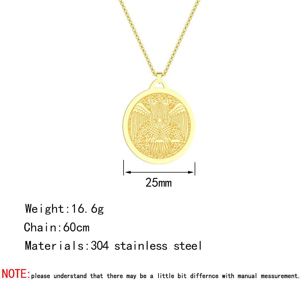 Scottish Rite Necklace - Wings Down Pendant (Gold & Silver) - Bricks Masons