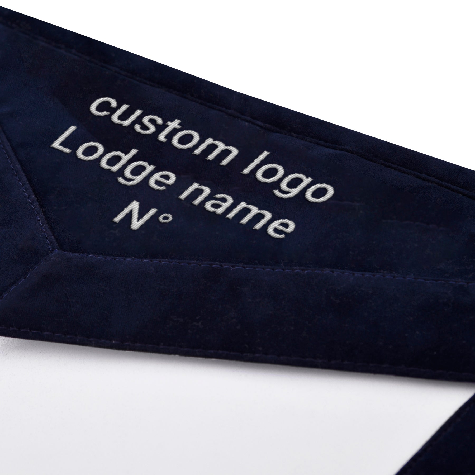 Secretary Blue Lodge Officer Apron - Navy Velvet With Silver Embroidery Thread - Bricks Masons