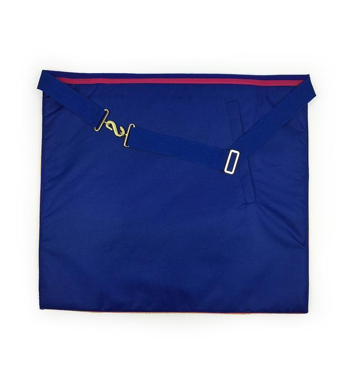Senior Deacon Mark Apron - Blue & Pink with Gold Hermes Emblem - Bricks Masons