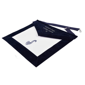 Senior Steward Blue Lodge Officer Apron - Navy Velvet With Silver Embroidery Thread - Bricks Masons