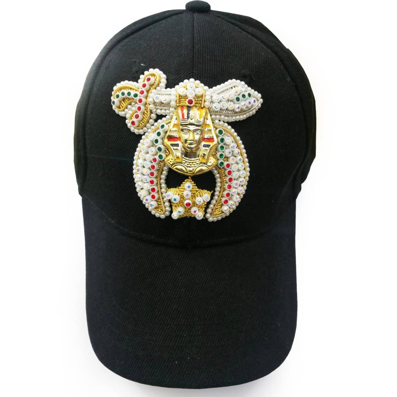 Shriners Baseball Cap - Black with Jewels & Bullion Embroidery - Bricks Masons