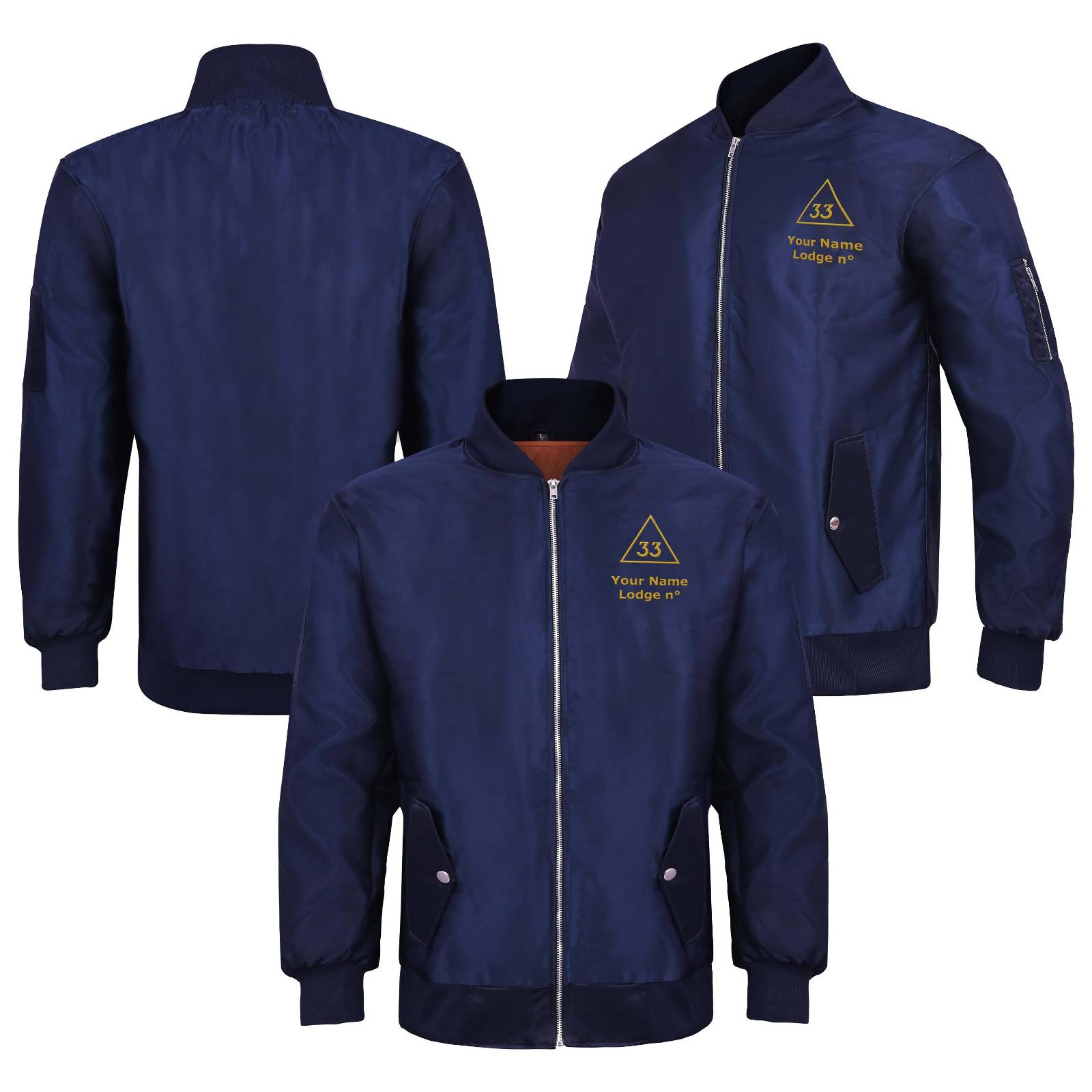 33rd Degree Scottish Rite Jacket -  Nylon Blue Color With Gold Embroidery - Bricks Masons