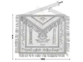 Past Master Blue Lodge Apron - Bullion With Wreath & Pillars - Bricks Masons