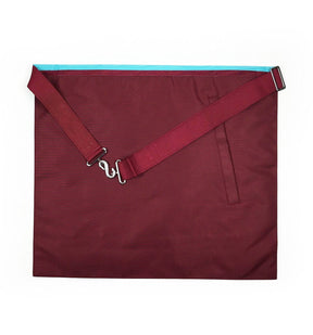 Worshipful Master Mark English Regulation Apron - Sky Blue & Maroon Moire - Bricks Masons