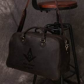 Handmade Genuine Leather Masonic Duffel/Travel Bag - (2 Variants) - Bricks Masons