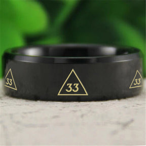 33rd Degree Scottish Rite Ring - Reverse Comfort Fit Tungsten - Bricks Masons