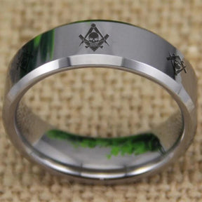 Widows Sons Ring - Silver Bevel Tungsten - Bricks Masons