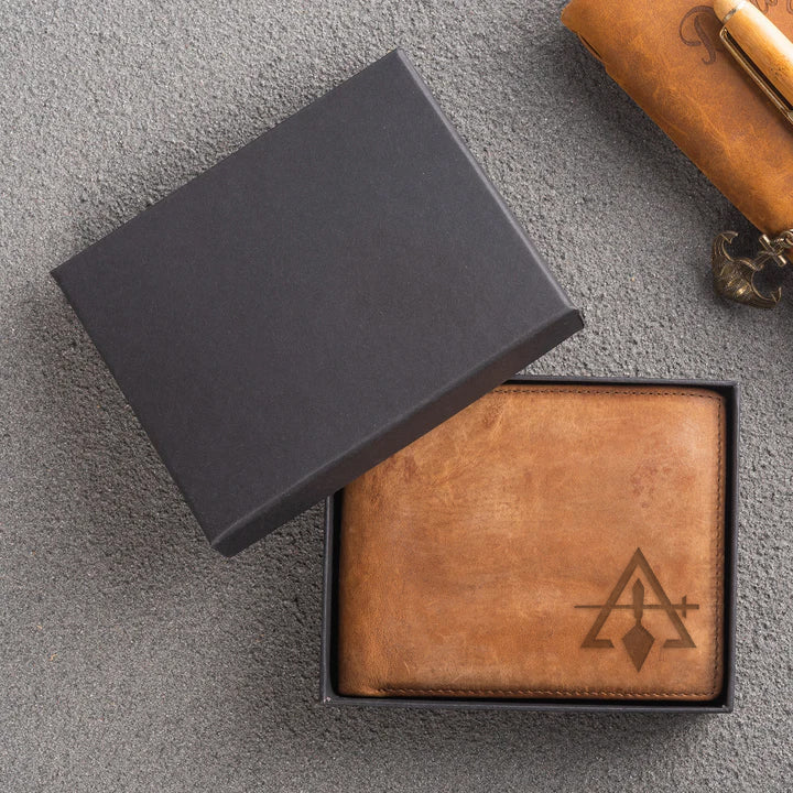 Handmade Leather Council Wallet - Light & Dark Brown - Bricks Masons