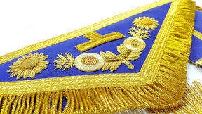 Past Grand Master Blue Lodge Apron - Gold Hand Embroidery - Bricks Masons