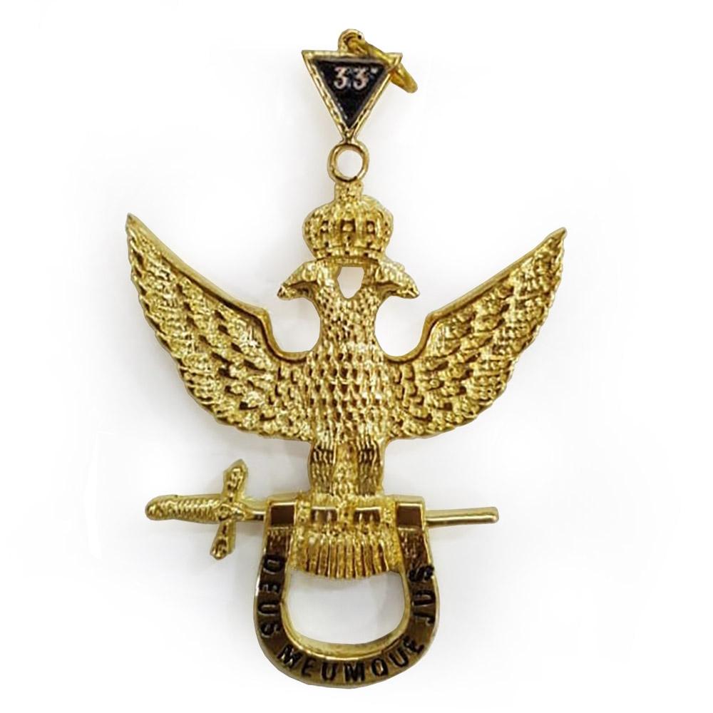 33rd Degree Scottish Rite Collar Jewel - Wings Up Gold Plated - Bricks Masons