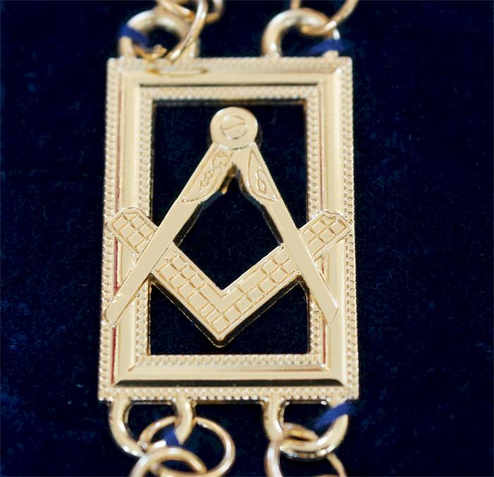 Master Mason Blue Lodge Chain Collar - Silver Plated Square & Compass - Bricks Masons