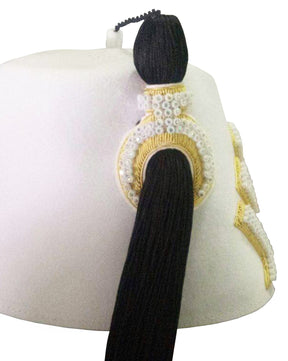 DOI PHA Fez Hat - Hand Embroidered with Gold Bullion Underlay - Bricks Masons