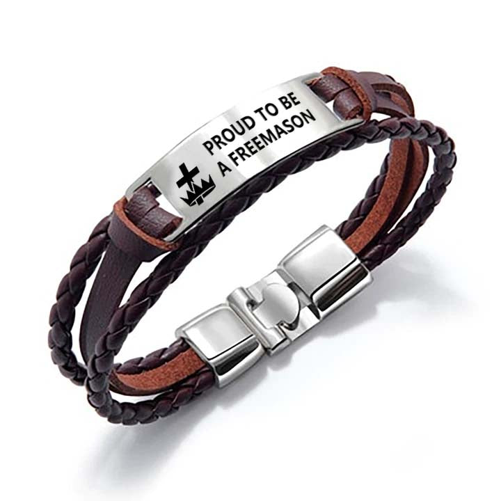 Knights Templar Commandery Bracelet - Black & Brown - Bricks Masons