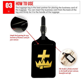 Knights Templar Commandery Luggage Tag - Black Leather - Bricks Masons