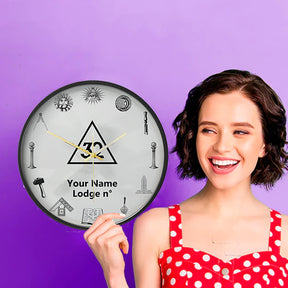 32nd Degree Scottish Rite Clock - Frame with LED - Bricks Masons