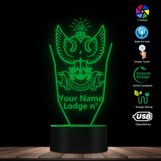 33rd Degree Scottish Rite LED Sign - Wings Up Various Colors - Bricks Masons