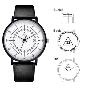 33nd Degree Scottish Rite Wristwatch - Leather Straps - Bricks Masons