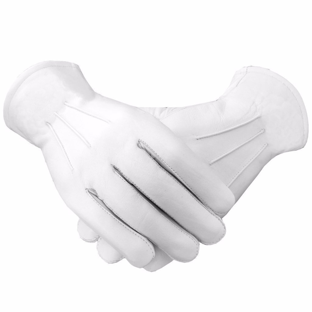 Masonic Glove - White Soft Leather - Bricks Masons