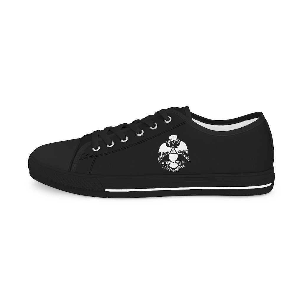 33rd Degree Scottish Rite Sneaker - Wings Down Low Top Black & White - Bricks Masons