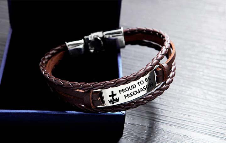 Knights Templar Commandery Bracelet - Black & Brown - Bricks Masons