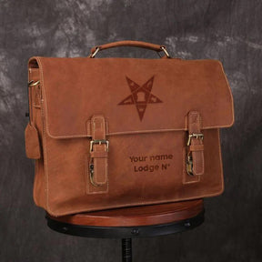 OES Briefcase - Handmade Leather - Bricks Masons