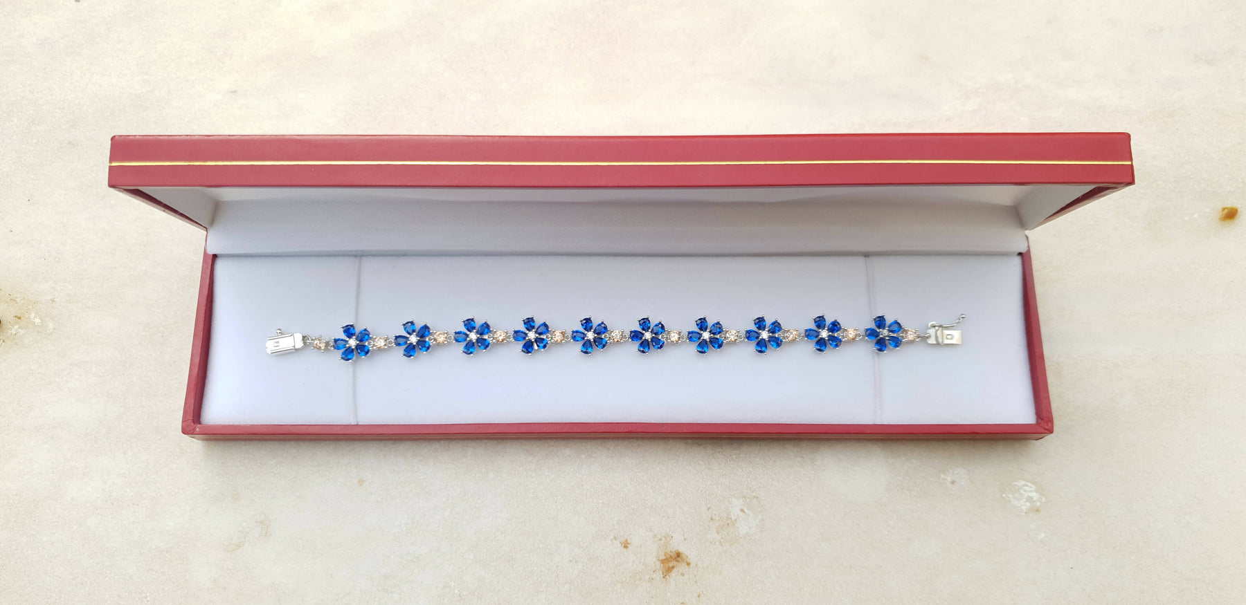 Masonic Bracelet – Forget Me Not 925K Silver with Dark Blue Stones - Bricks Masons