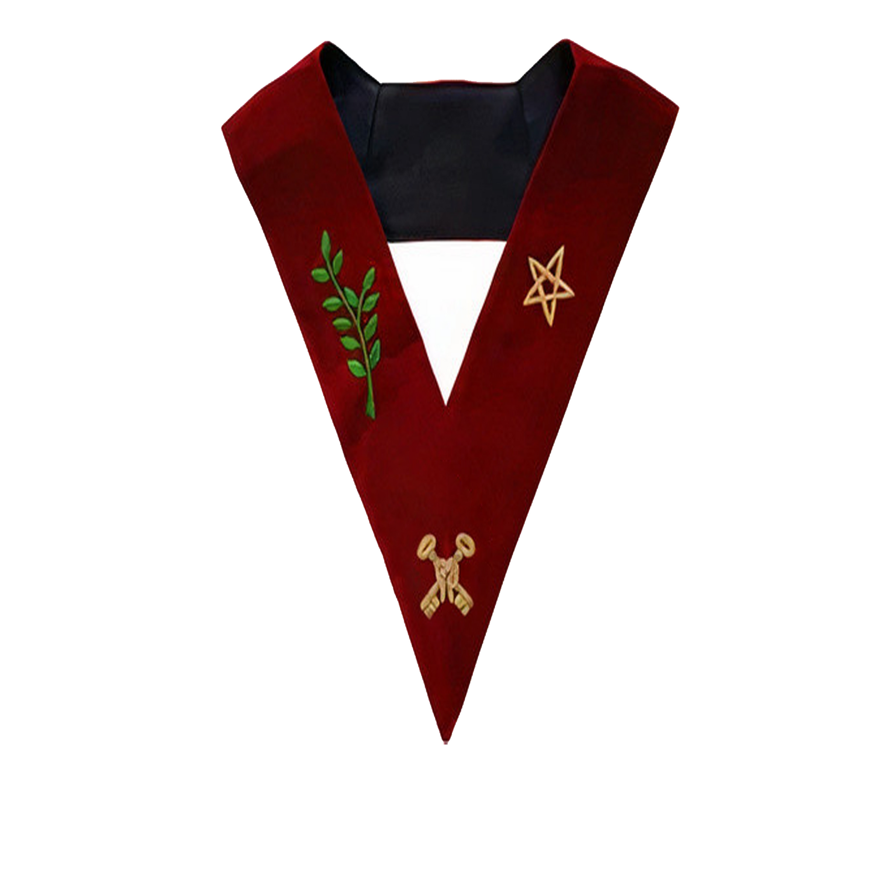Treasurer Scottish Rite Officer Collar - Maroon Velvet - Bricks Masons
