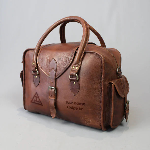 Royal Arch Chapter Travel Bag - Vintage Brown Leather - Bricks Masons