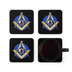 Master Mason Blue Lodge Coaster - Golden Square & Compass G - Bricks Masons