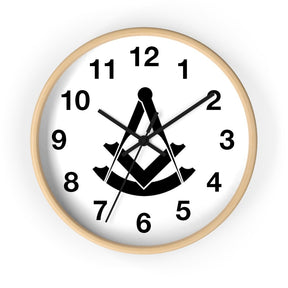 Past Master Blue Lodge Clock - Wooden Frame - Bricks Masons