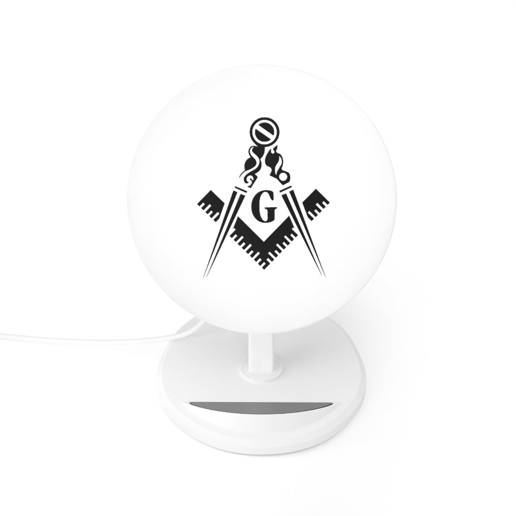 Master Mason Blue Lodge Wireless Charger - White with Square & Compass G - Bricks Masons