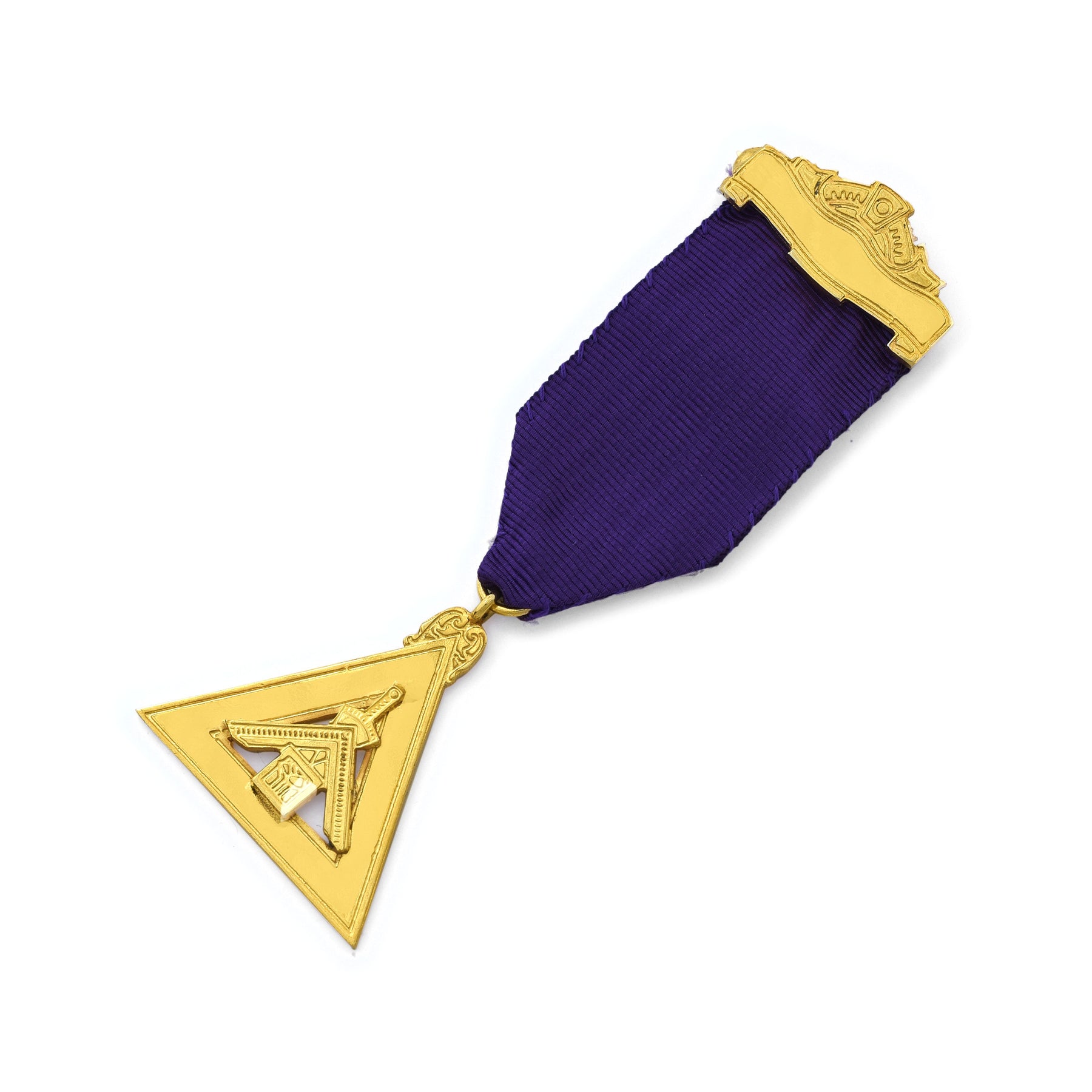 Illustrious Master Council Breast Jewel - Purple Ribbon Gold Plated - Bricks Masons
