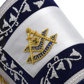 Past Master Blue Lodge Cuff - Dark Blue & Silver with Fringe - Bricks Masons