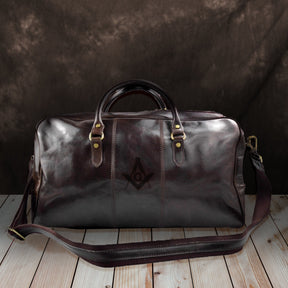 Handmade Genuine Leather Masonic Duffel/Travel Bag - Bricks Masons