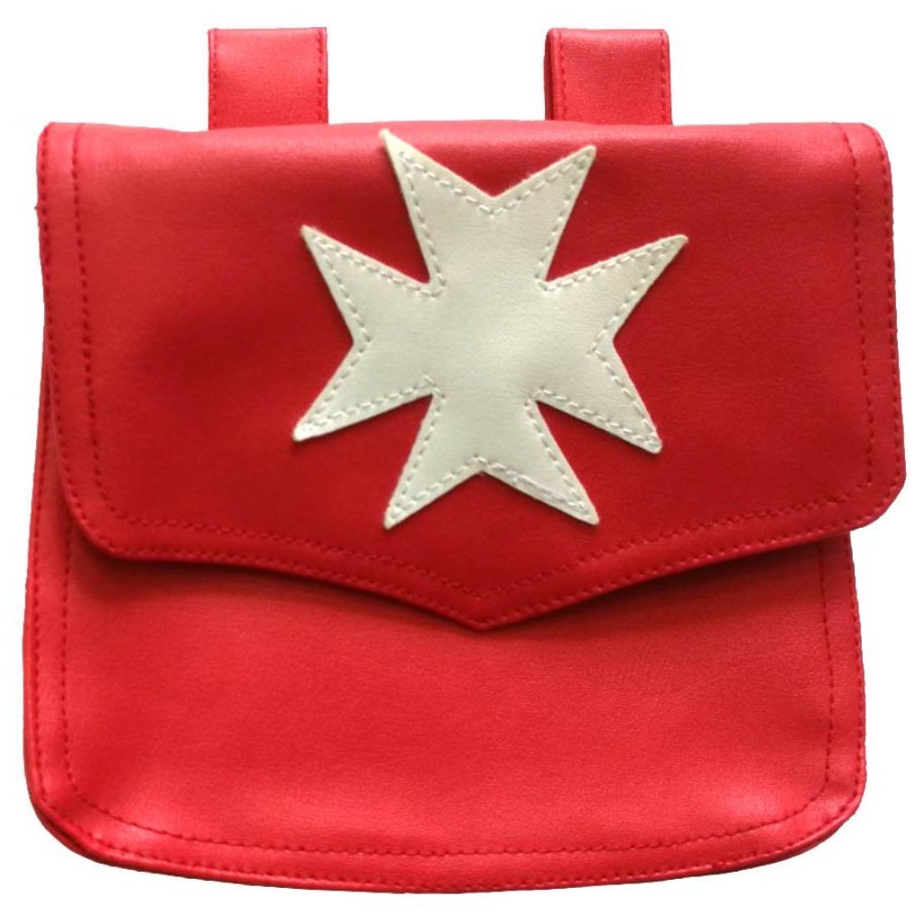 Order Of Malta Commandery Alms Bag - Red Leather - Bricks Masons