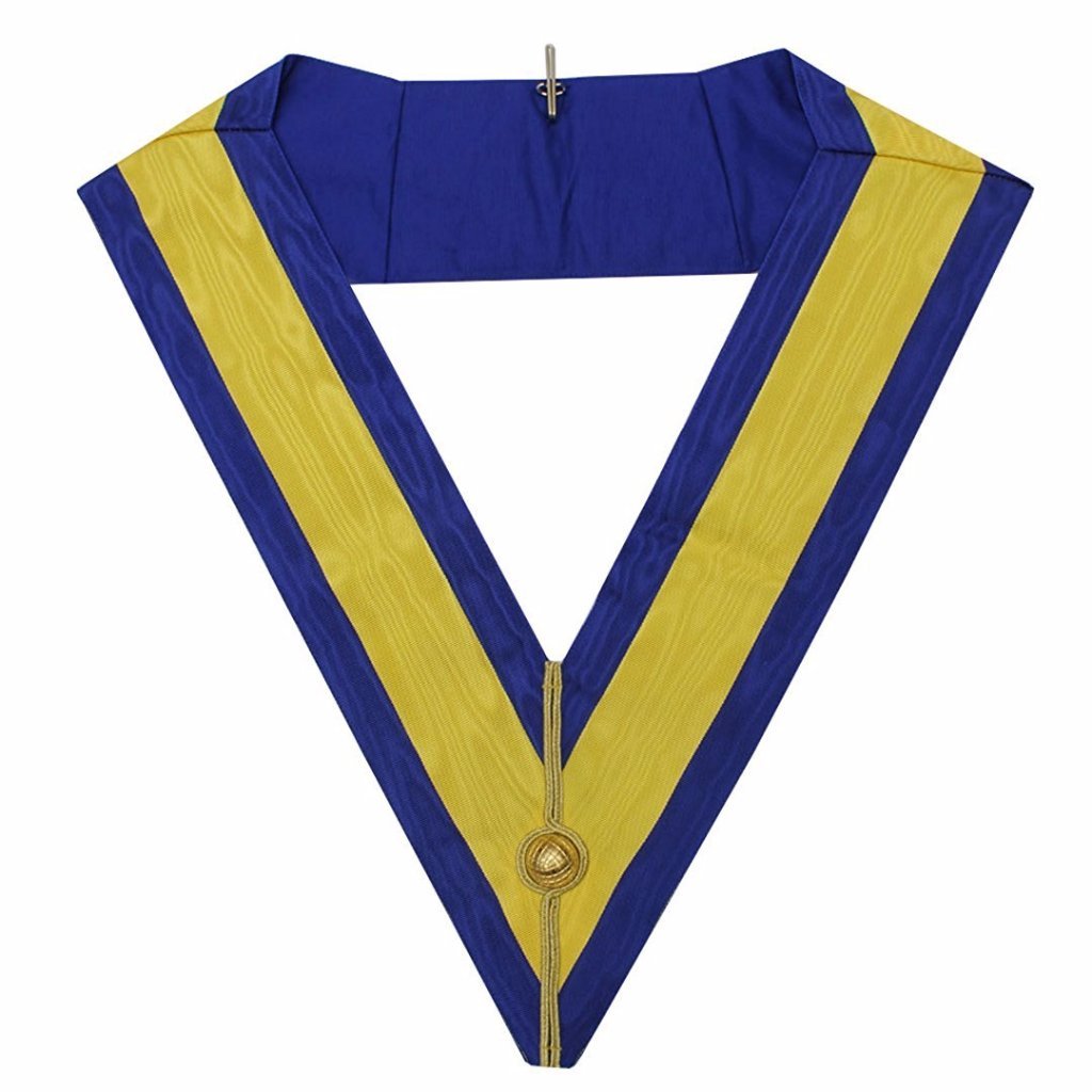 Officers Allied Masonic Degrees Officer Collar - Blue & Gold Moire - Bricks Masons