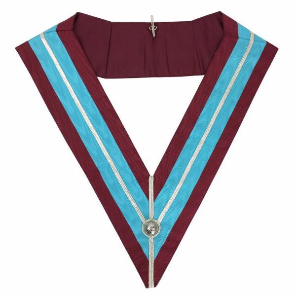 Past Master Mark Collar - Sky Blue & Maroon Moire - Bricks Masons