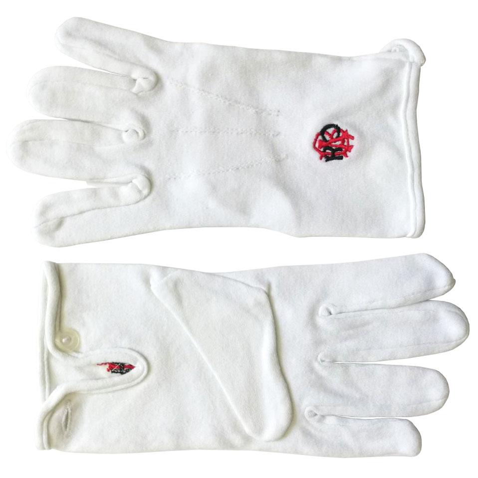 RAOB Red Black Machine Embroidery White Cotton Gloves - Bricks Masons