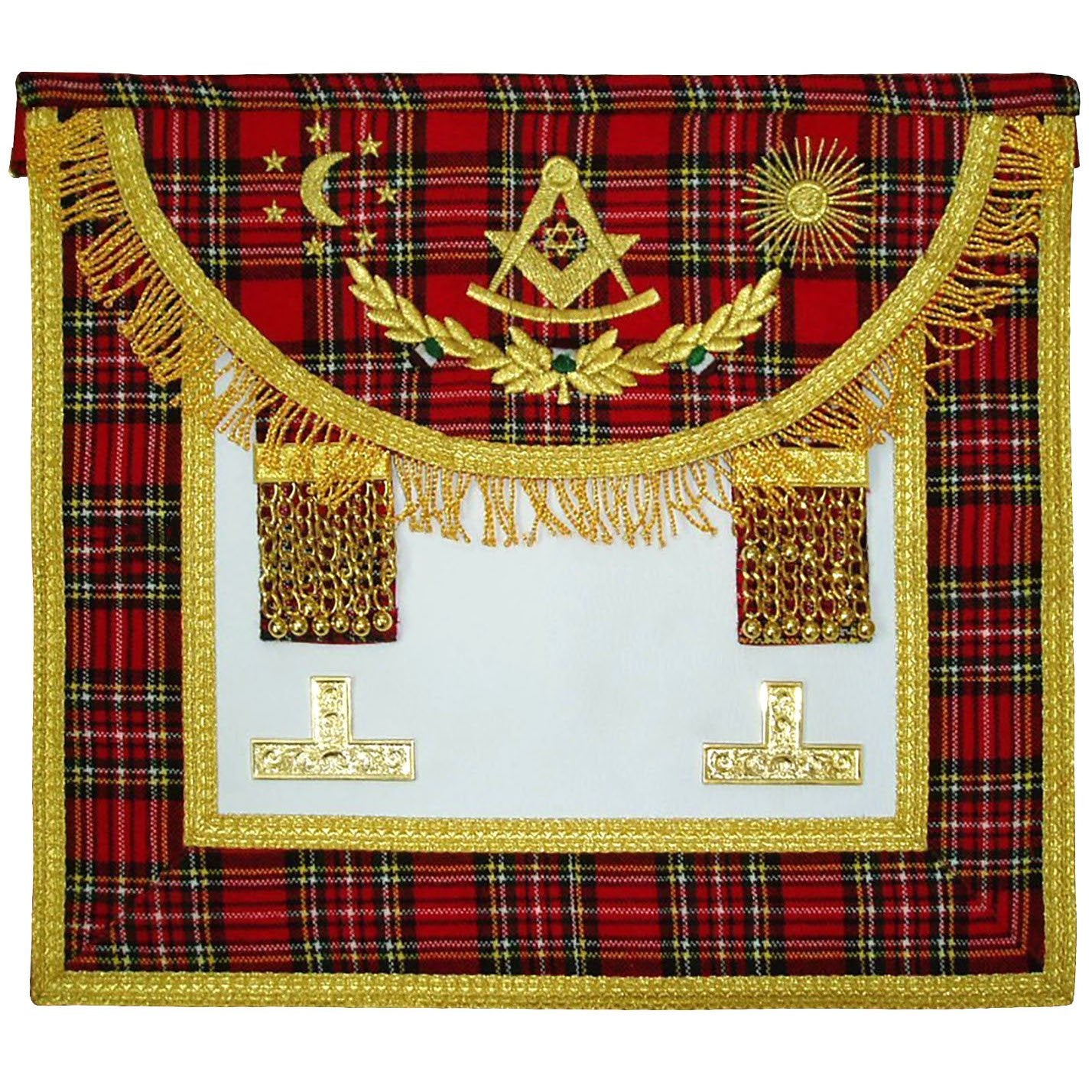 Scottish Rite Master Mason Handmade Embroidery Apron - Striped Red - Bricks Masons