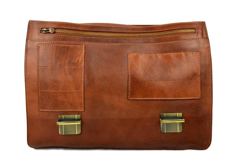 Master Mason Blue Lodge Briefcase - Genuine Brown Leather - Bricks Masons