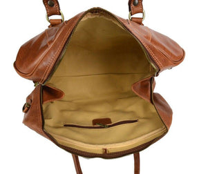 Handmade Genuine Leather Masonic Travel Bag (Matte Brown) - Bricks Masons