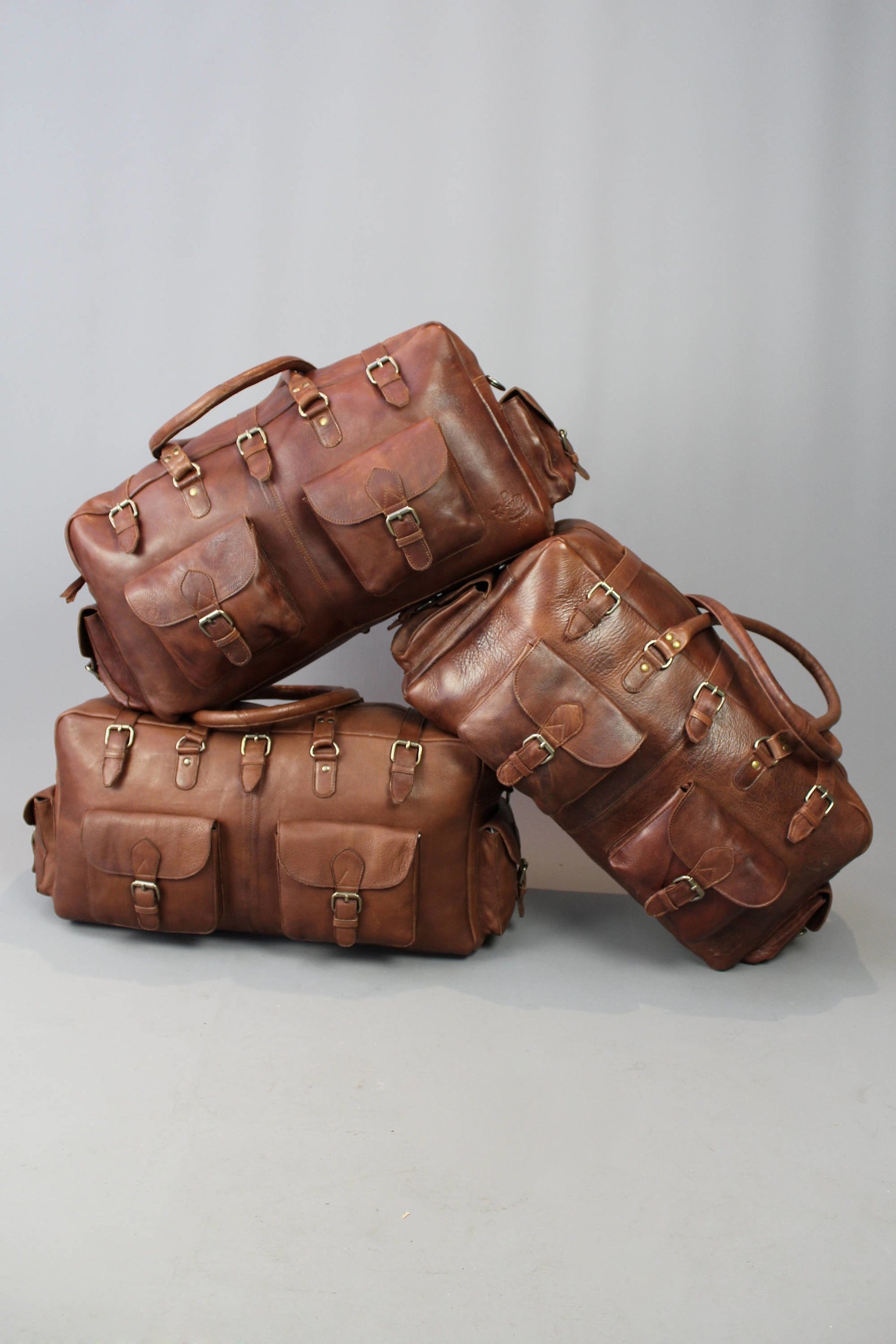 Master Mason Blue Lodge Travel Bag - Conker Brown Leather - Bricks Masons