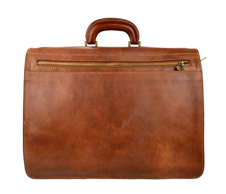 Council Briefcase - Genuine Brown Leather - Bricks Masons