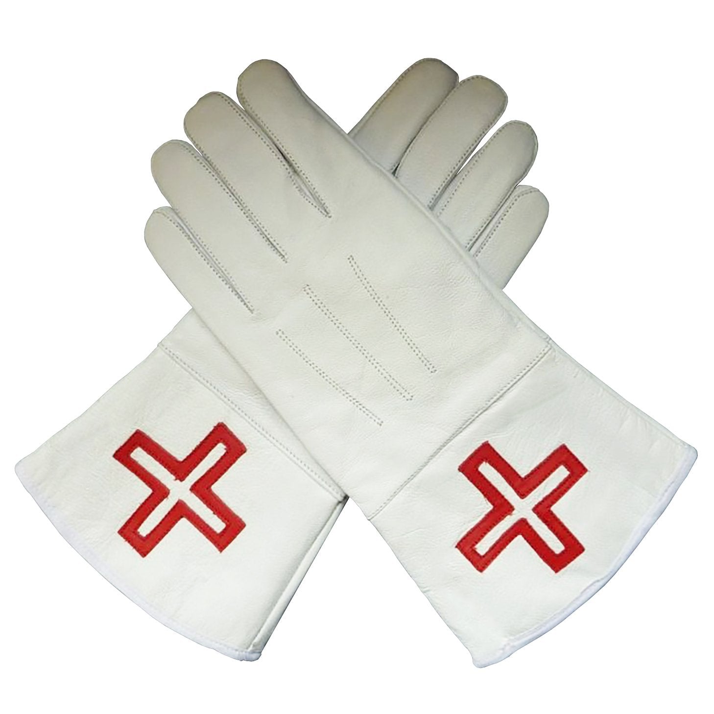 St. Thomas of Acon Gauntlets Red Cross Soft Leather Gloves - Bricks Masons