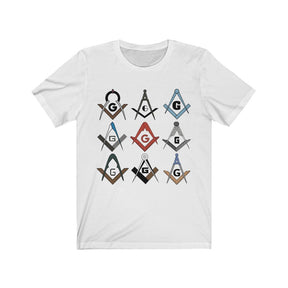 Master Mason Blue Lodge T-Shirt - Square & Compass G 4 Colors - Bricks Masons