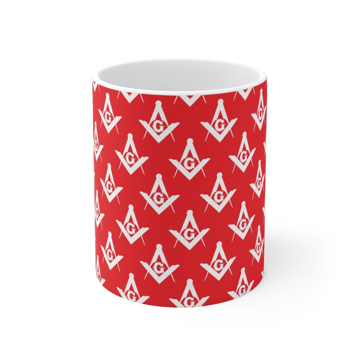 Master Mason Blue Lodge Mug - White and Red Ceramic for Christmas - Bricks Masons