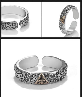 Eye Of Providence Ring - Adjustable 925 Sterling Silver - Bricks Masons