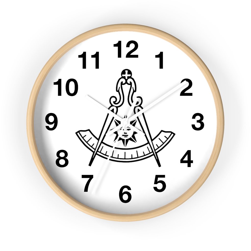 Past Master Blue Lodge California Regulation Clock - Wooden Frame - Bricks Masons