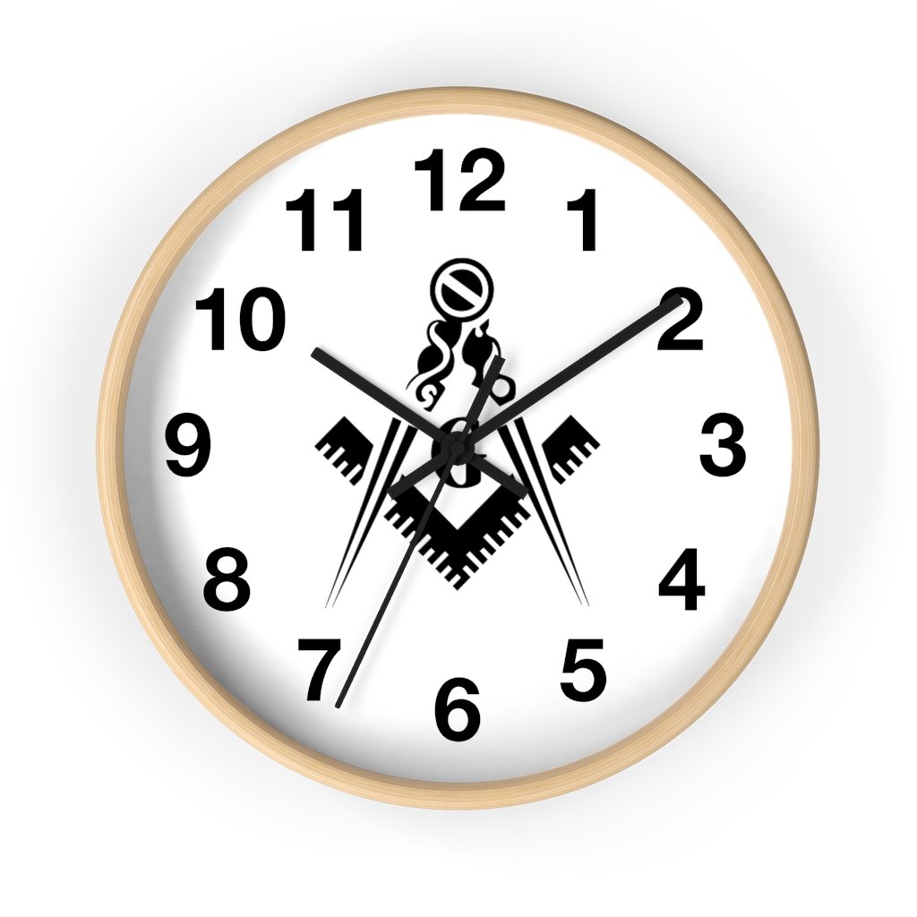 Master Mason Blue Lodge Clock - Square & Compass G - Bricks Masons